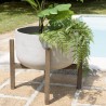 HECTOR Round Concrete Flower Pot on Brown Acacia Legs