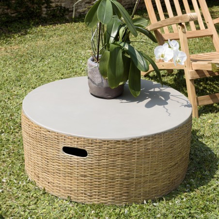 HECTOR Round Coffee Table - Natural Bamboo Base