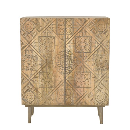 ISA - Mango Wood Buffet with Ethnic Patterns - 2 Doors - Distressed Look