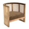 ISA - Mango Wood Armchair with Natural Cane Back and Taupe Seat