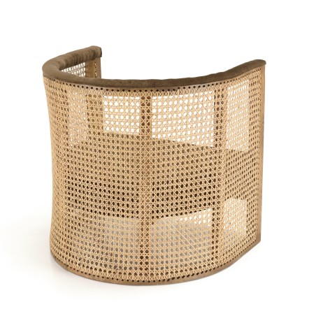 ISA - Mango Wood Armchair with Natural Cane Back and Taupe Seat