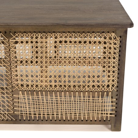 ISA Dark Mango Wood Coffee Table with Natural Cane Patchwork