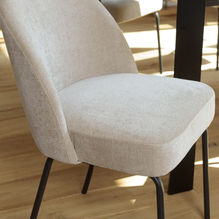 Lot de 2 chaises ULYSSE - Tissu sable et acier noir