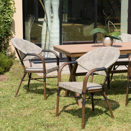 VIANNEY - Set of 2 Taupe Steel Bistro Garden Chairs