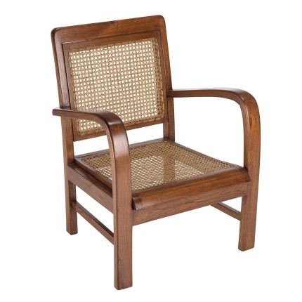 Fauteuil WALLY - Bois Mindi et cannage foncé