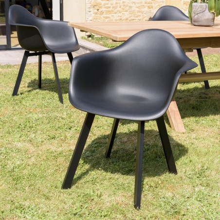 Lot de 6 fauteuils noirs dossier arrondi