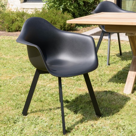 Lot de 6 fauteuils noirs dossier arrondi
