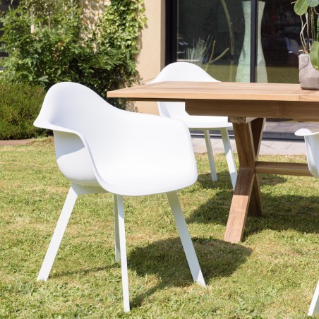 MALO - Set of 6 White Armchairs with Rounded Backrest