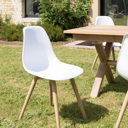 MALO Set of 2 White Chairs with Natural-Coloured Legs - Trendy Garden Furniture