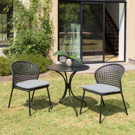 Lot de 2 chaises MALO rotin synthétique noir