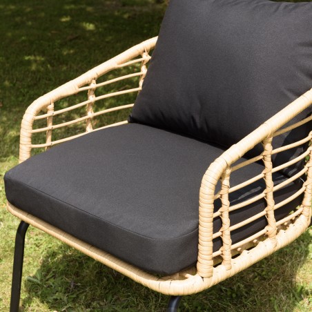 Ensemble MALO - Fauteuils rotin synthétique et table basse ronde