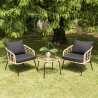 MALO - Set of 2 Synthetic Rattan Armchairs and Round Coffee Table