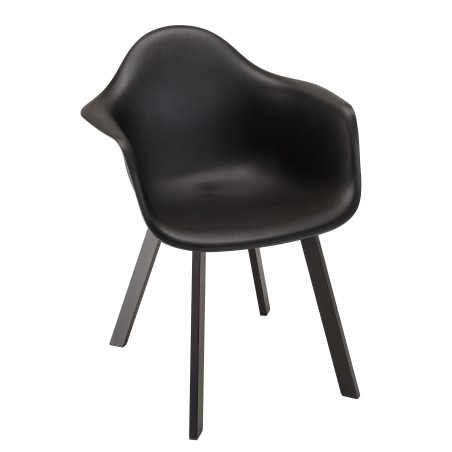 MALO - Set of 6 Black Armchairs with Rounded Backrests