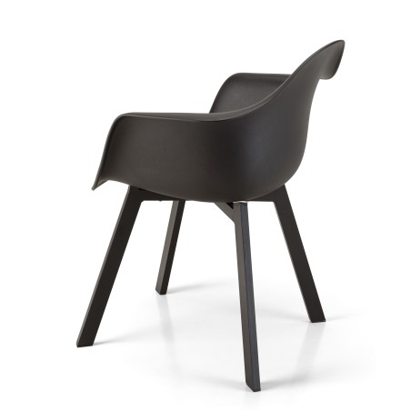 Lot de 6 fauteuils noirs dossier arrondi
