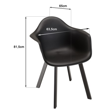 Lot de 6 fauteuils noirs dossier arrondi