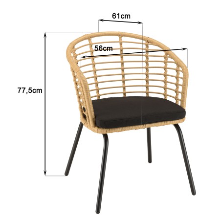 MALO - Set of 2 Natural-Coloured Synthetic Rattan Armchairs