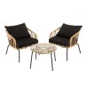 Ensemble MALO - Fauteuils rotin synthétique et table basse ronde