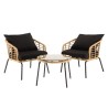 MALO - Set of 2 Synthetic Rattan Armchairs and Round Coffee Table