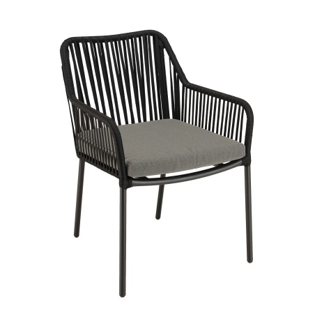Lot 2 fauteuils MALO cordage noir coussin gris anthracite
