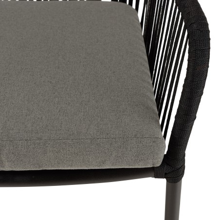 MALO - Set of 2 Black Rope Armchairs with Anthracite Grey Seat Cushions