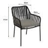 Lot 2 fauteuils MALO cordage noir coussin gris anthracite