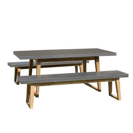 HECTOR Houston Garden Furniture - Concrete-Look Resin and Acacia - 4/6 People