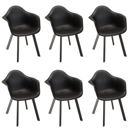 Lot de 6 fauteuils noirs dossier arrondi