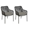 Lot 2 fauteuils MALO cordage noir coussin gris anthracite