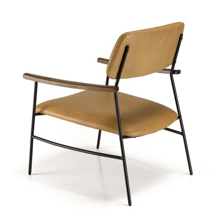 Fauteuil vintage OCTAVE en cuir et métal noir