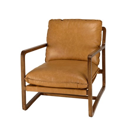 Fauteuil incliné vintage OCTAVE en cuir marron cognac