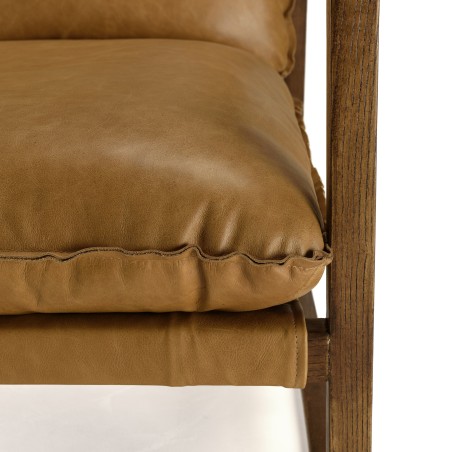 Fauteuil incliné vintage OCTAVE en cuir marron cognac