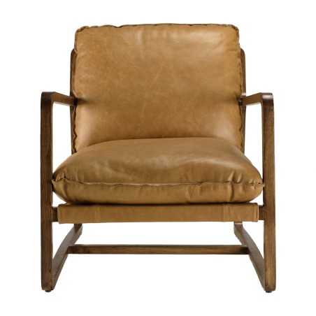 OCTAVE Vintage Cognac Brown Leather Reclining Armchair