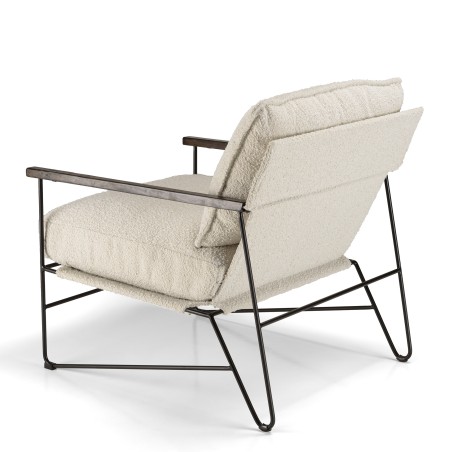 Fauteuil OCTAVE - Tissu écru et bois