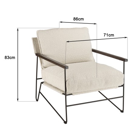 OCTAVE Ecru Fabric Armchair with 1 Cushion