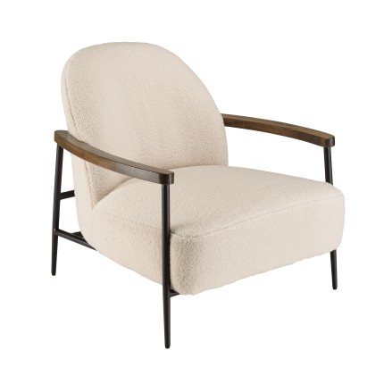 Fauteuil OCTAVE en tissu bouclette écru