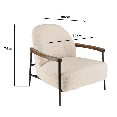 Fauteuil OCTAVE en tissu bouclette écru