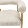 OCTAVE Chair in Ecru Fabric with Rounded Backrest and Wooden Legs