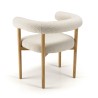 OCTAVE Chair in Ecru Fabric with Rounded Backrest and Wooden Legs