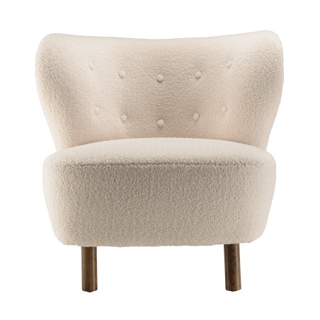 Armchair in Ecru Bouclé Fabric | Gaston