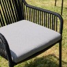 Salon de jardin MALO 2 pers. - Table ronde 70x70cm et 2 fauteuils gris et noirs
