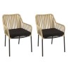 MALO 2-Person Garden Set - Square Table 70x70cm - Beige and Black Armchairs