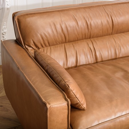 OCTAVE Vintage 3-Seater Sofa in Camel Brown Leather