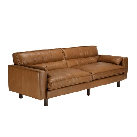 OCTAVE Vintage 3-Seater Sofa in Camel Brown Leather