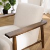 GASTON Armchair in Ecru Bouclé Fabric - Wooden Frame and Armrests
