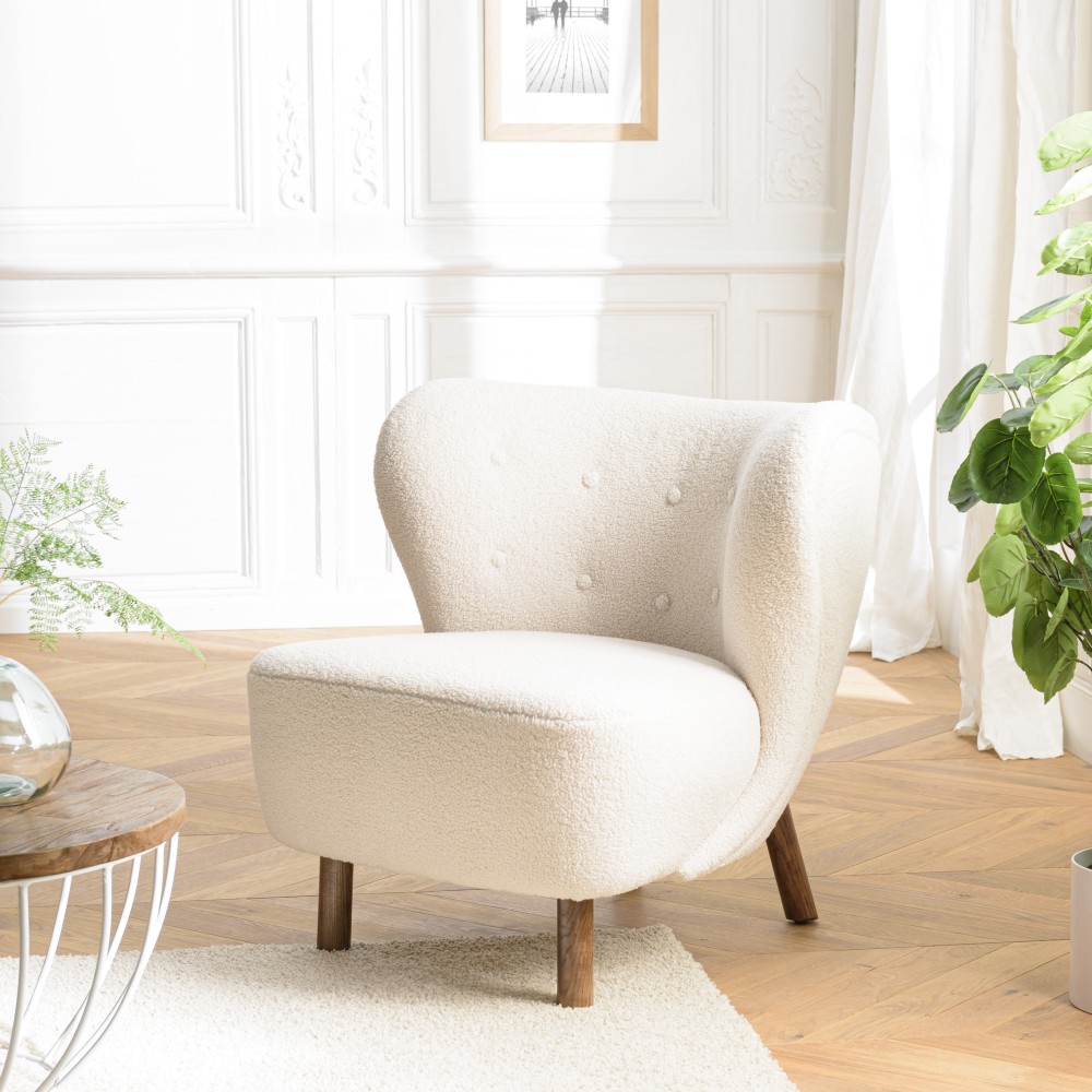 Fauteuil OCTAVE en tissu bouclette écru Fauteuil OCTAVE en tissu bouclette écru