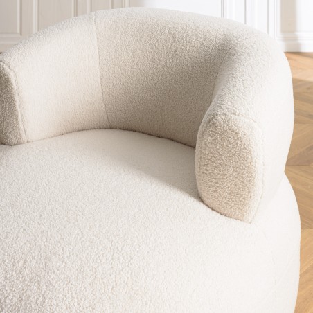 GASTON Armchair in Ecru Bouclé Fabric