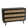 Commode noire 3 tiroirs cannage naturel ANGELO