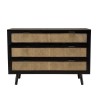 Commode noire 3 tiroirs cannage naturel ANGELO