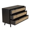 Commode noire 3 tiroirs cannage naturel ANGELO