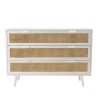 Commode blanche SMANDY 3 tiroirs cannage naturel